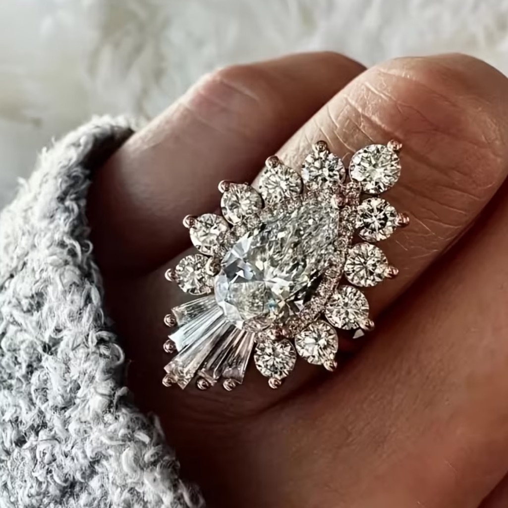 New Gold Teardrop Engagement Promise Ring Cz Size 8